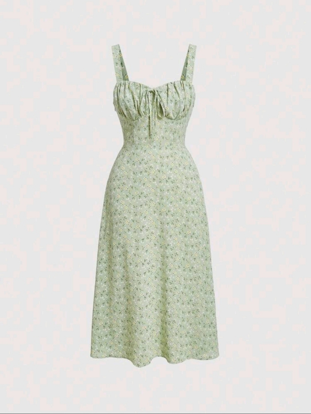 SHEIN Sage Green Floral Midi Slip Dress
